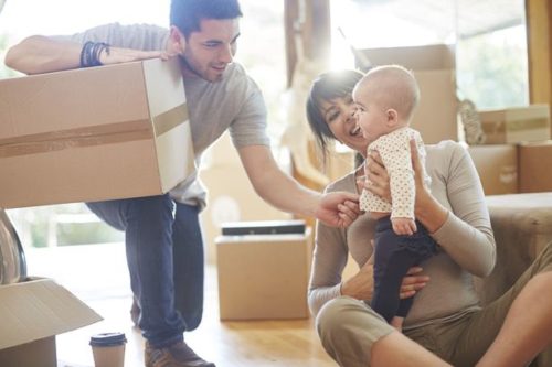 Family moving house, hiring movers